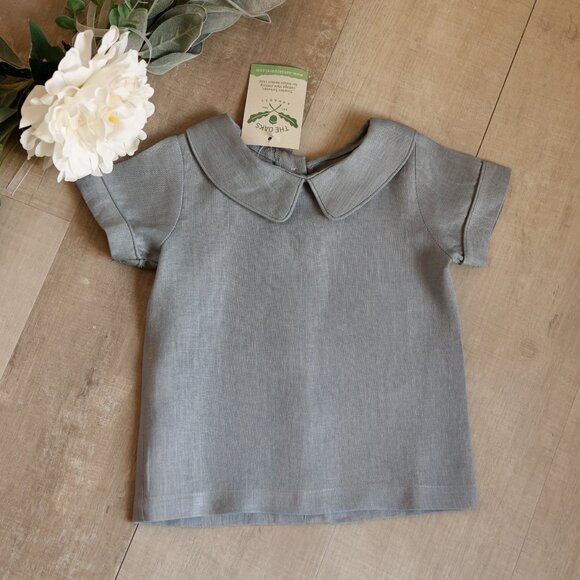 Boys Gray Linen Dressy Short Set Classic Boutique 12 Month Ring Bearer NWT - Picture 5 of 6